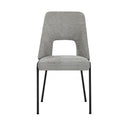 Set of 2 Grey Chenille Fabric Dining Chairs with Padded Seat