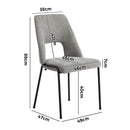 Set of 2 Grey Chenille Fabric Dining Chairs with Padded Seat