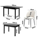 5pcs Black and White Extendable Dining Table and Chairs Set