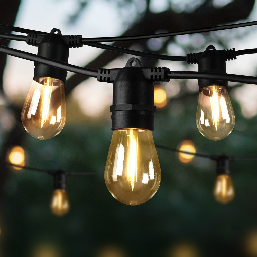 30M Solar LED Festoon String Lights Waterproof Christmas Decor