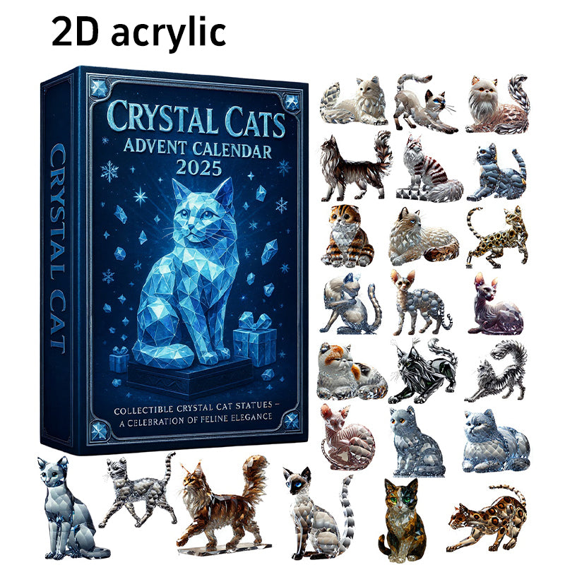 Crystal Cat Acrylic Advent Calendar 24 Day Christmas Home Decoration