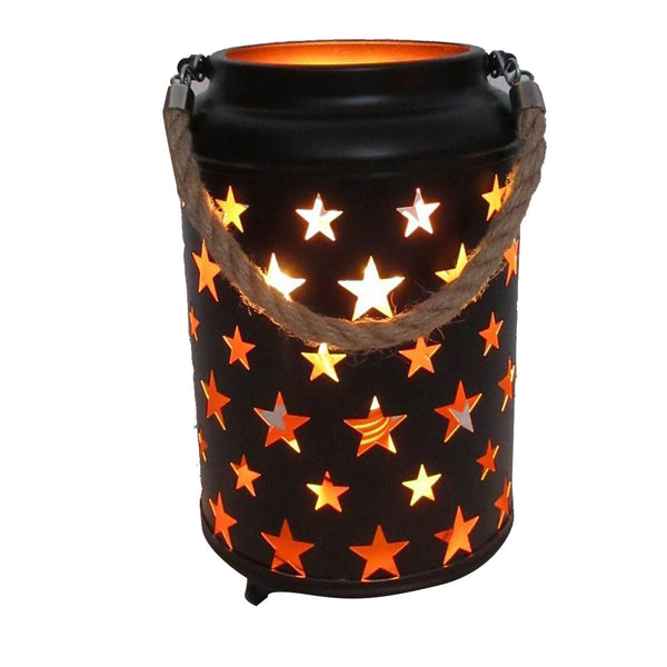 20cm Starry LED Lantern Light with Rope Handle Star Bedside Table Desk Lamp - NuSea