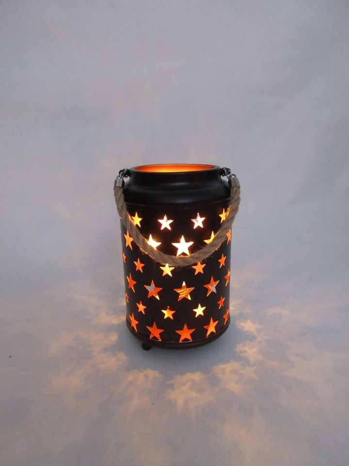 20cm Starry LED Lantern Light with Rope Handle Star Bedside Table Desk Lamp - NuSea