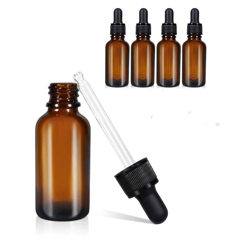 20ml (5 Pack) Amber Glass Dropper Bottle Liquid Essential Oils Bottle Bottles Leakproof Glass Tincture Bottles - NuSea