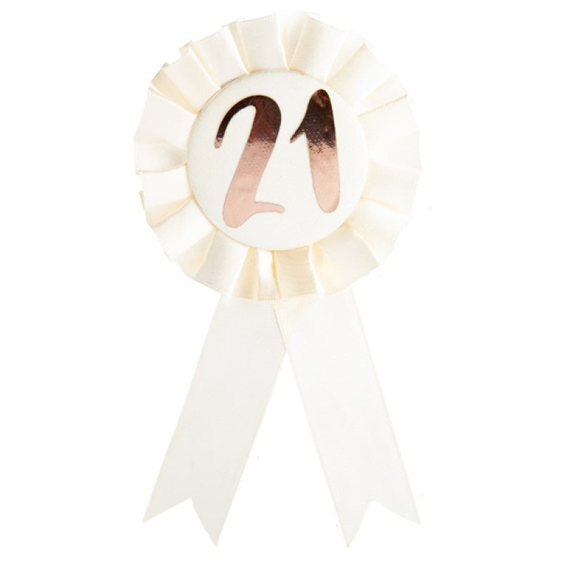 21st Birthday Rose Gold on White Rosette Badge - NuSea