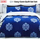 225TC Geo Damask Cotton Rich Easy Care Quilt Cover Set Queen - NuSea