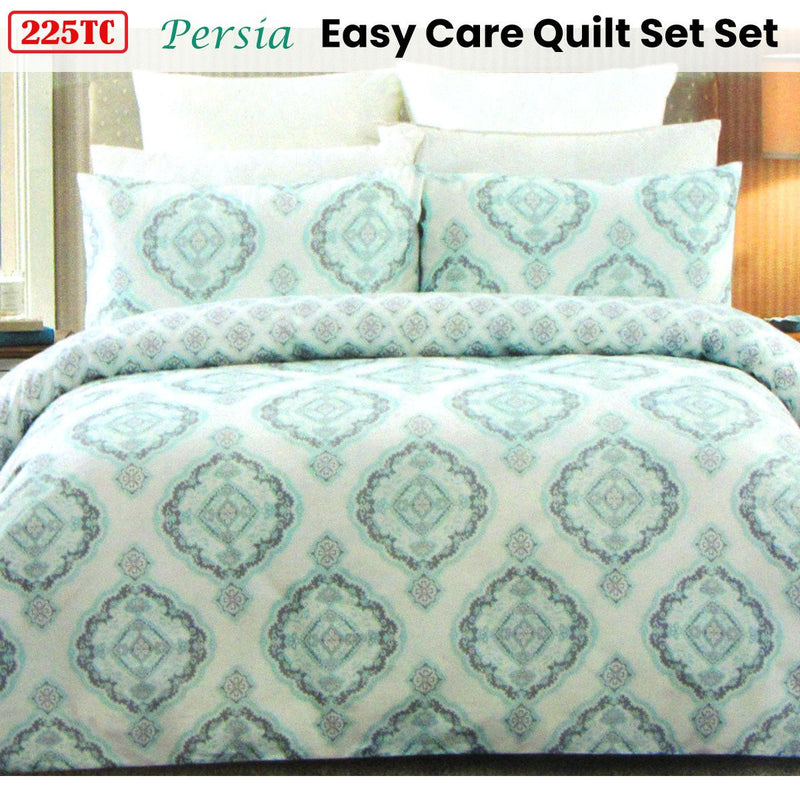 225TC Persia Cotton Rich Easy Care Quilt Cover Set Queen - NuSea