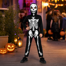 Kids’ Skeleton Costume – Printed Jumpsuit and Skull Hood