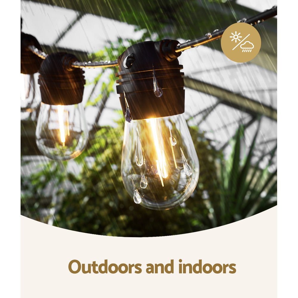 23m Solar Festoon Lights Outdoor LED String Light Christmas Party Decorations - NuSea