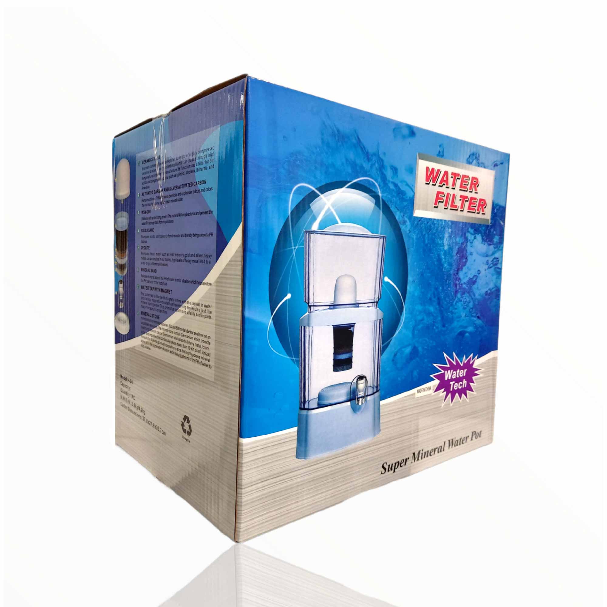 24L Benchtop 8 Stage Water Filter - Ceramic Carbon Mineral Stone Silica Purifier - NuSea