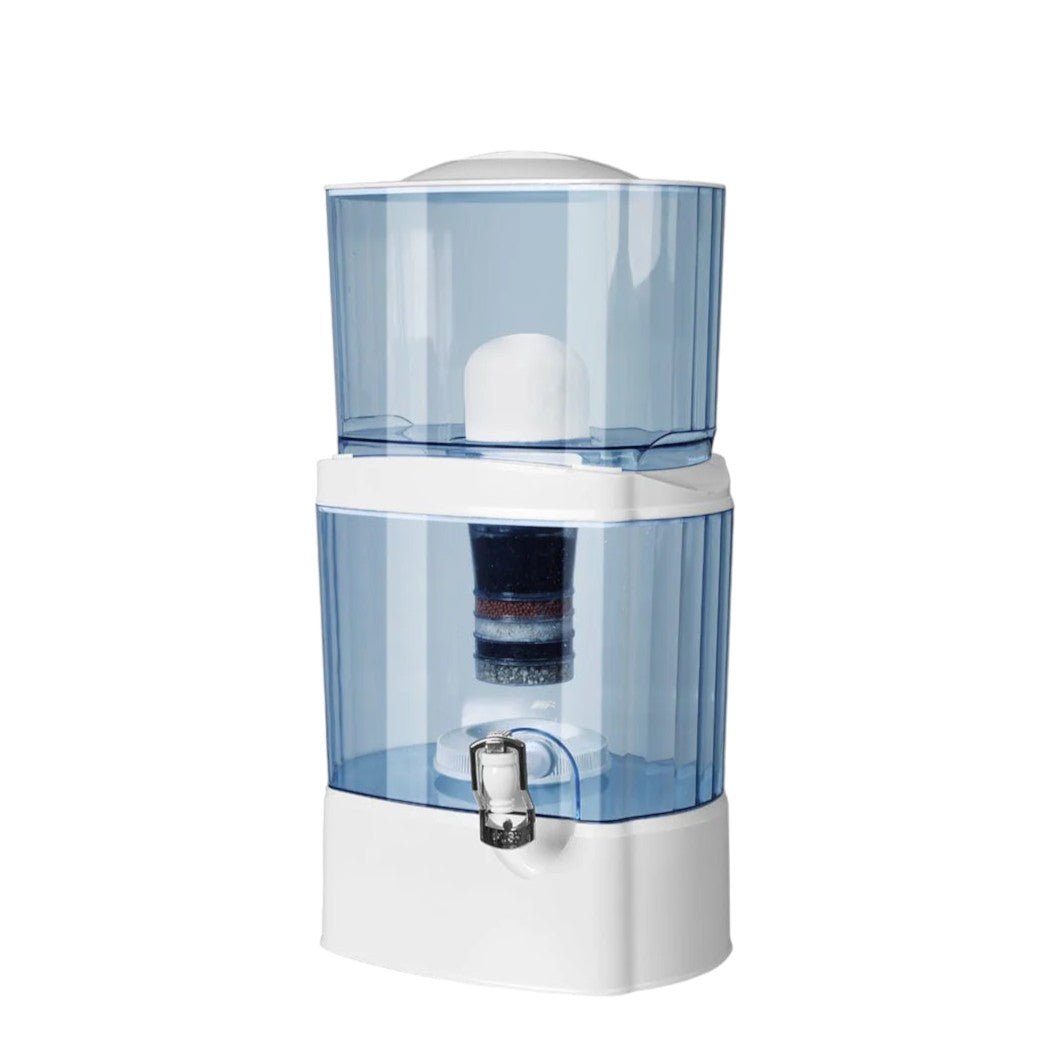 24L Benchtop 8 Stage Water Filter - Ceramic Carbon Mineral Stone Silica Purifier - NuSea
