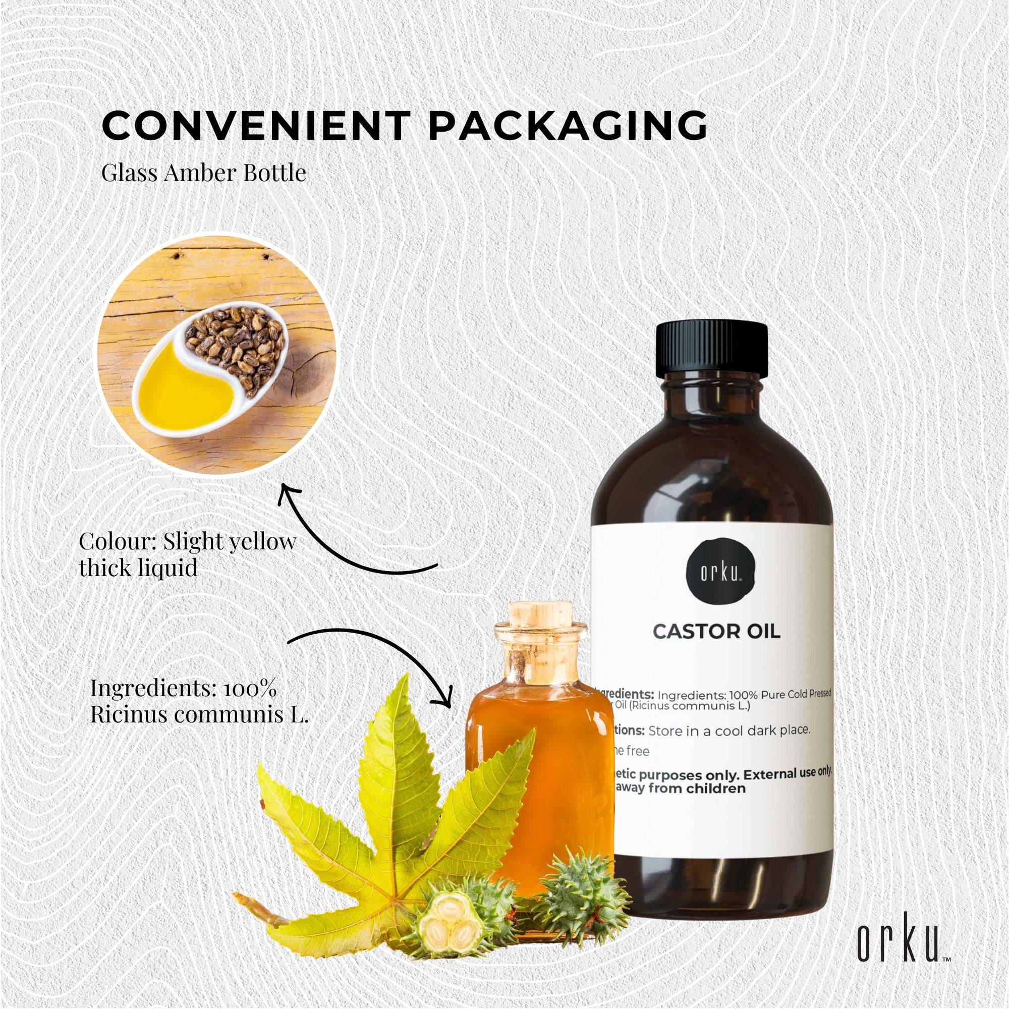 250ml Castor Oil - Hexane Free Cold Pressed Virgin Skin Hair Care - NuSea