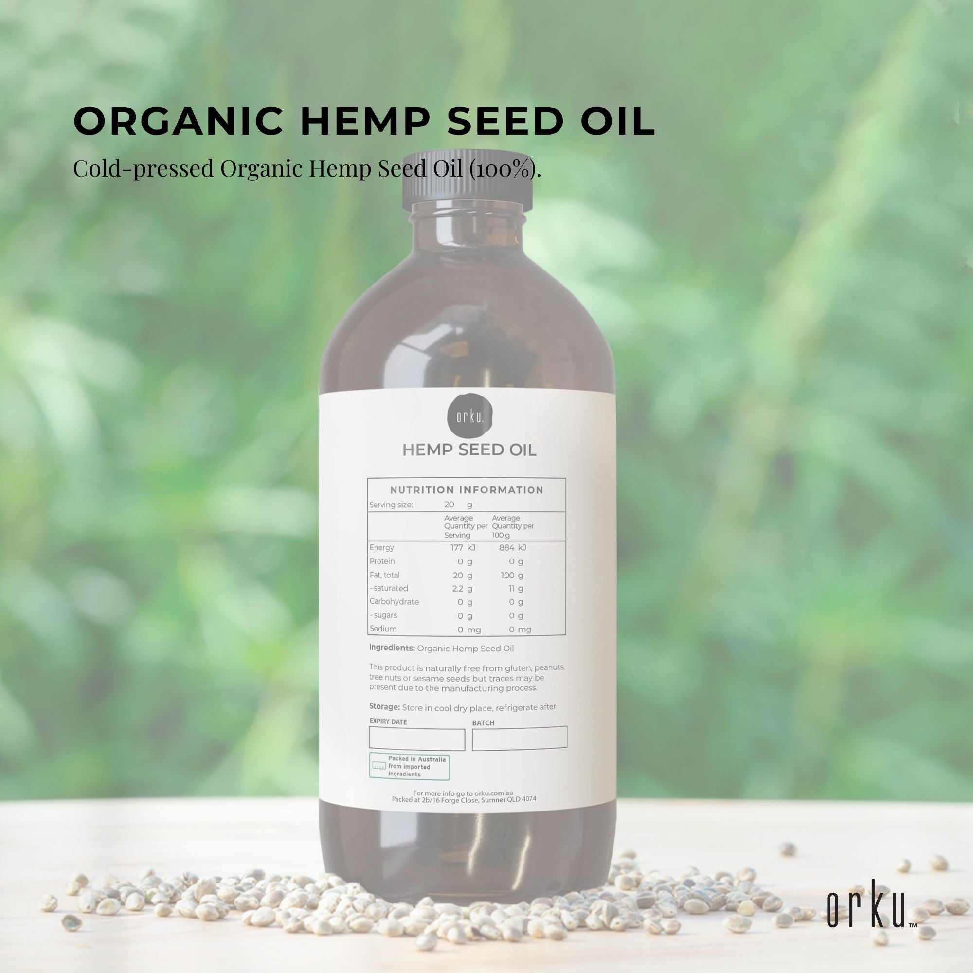 250ml Organic Hemp Seed Oil - Cold Pressed Food Grade Healthy Oils Foods - NuSea