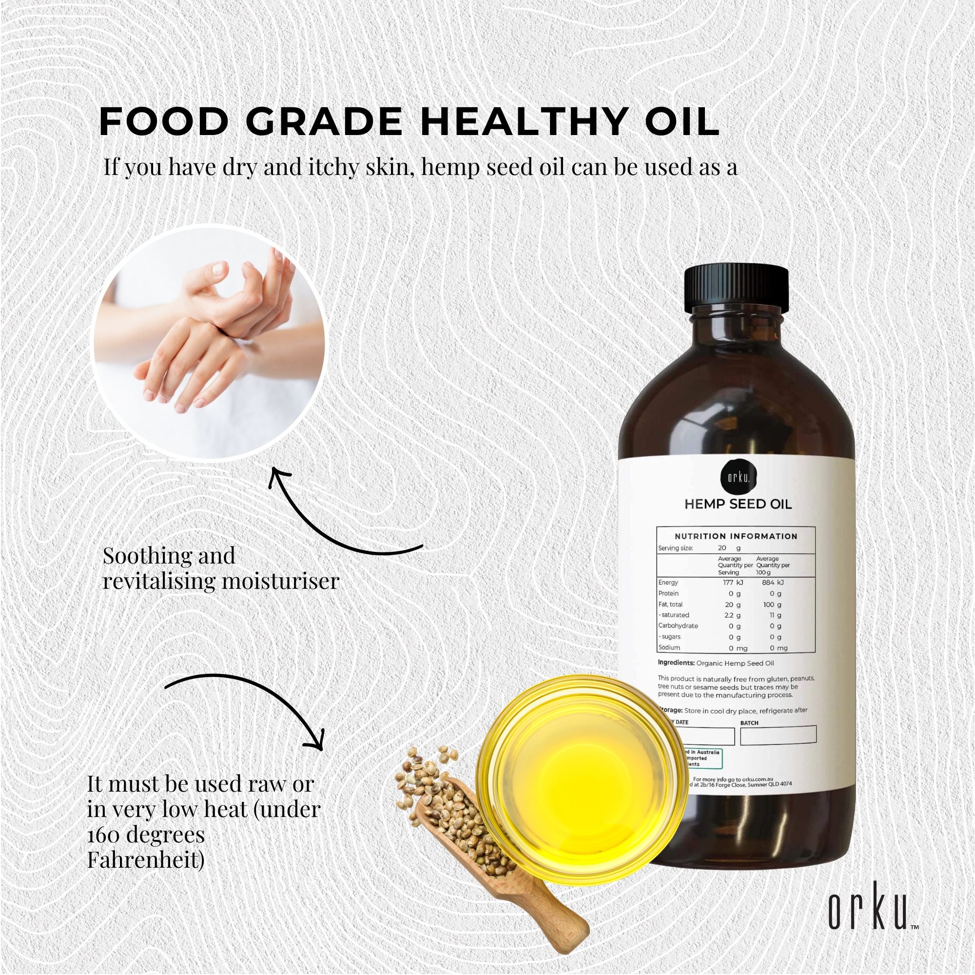 250ml Organic Hemp Seed Oil - Cold Pressed Food Grade Healthy Oils Foods - NuSea