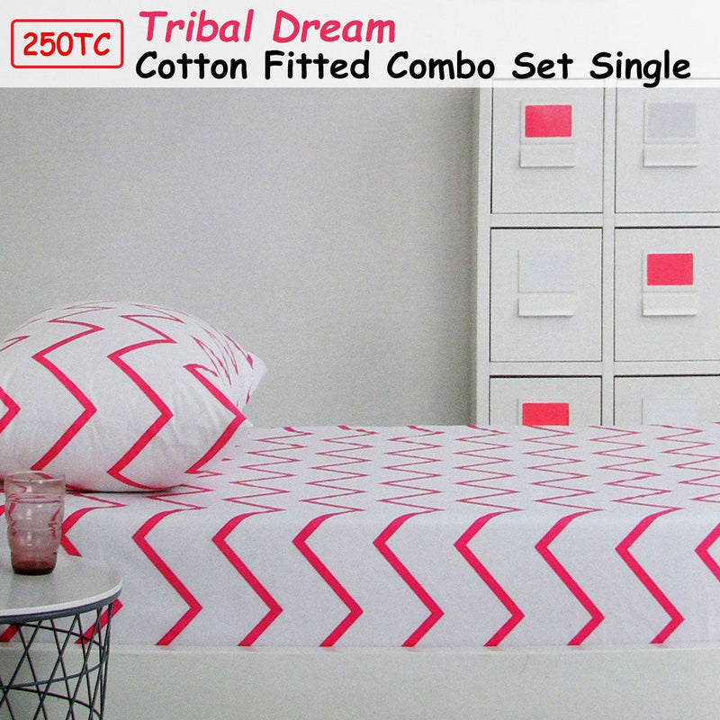 250TC Tribal Dream 100% Cotton Fitted Combo Set Single - NuSea