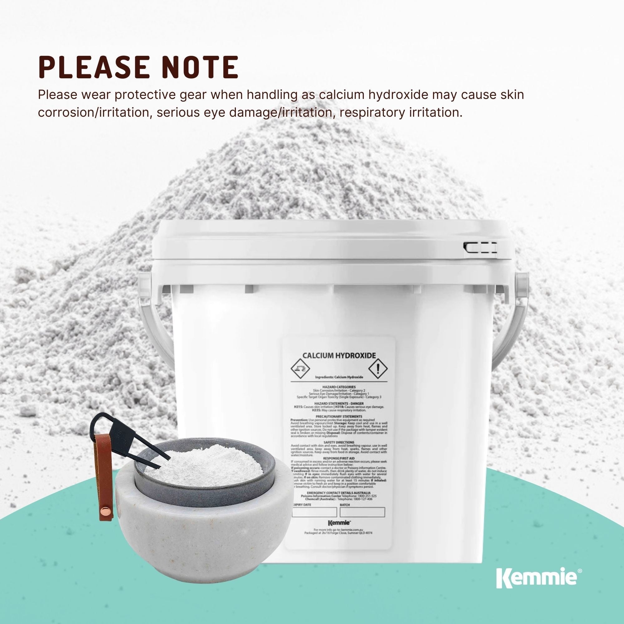 2.5kg Calcium Hydroxide Powder Tub Food Grade FCC Hydrated Slaked Pickling Lime - NuSea
