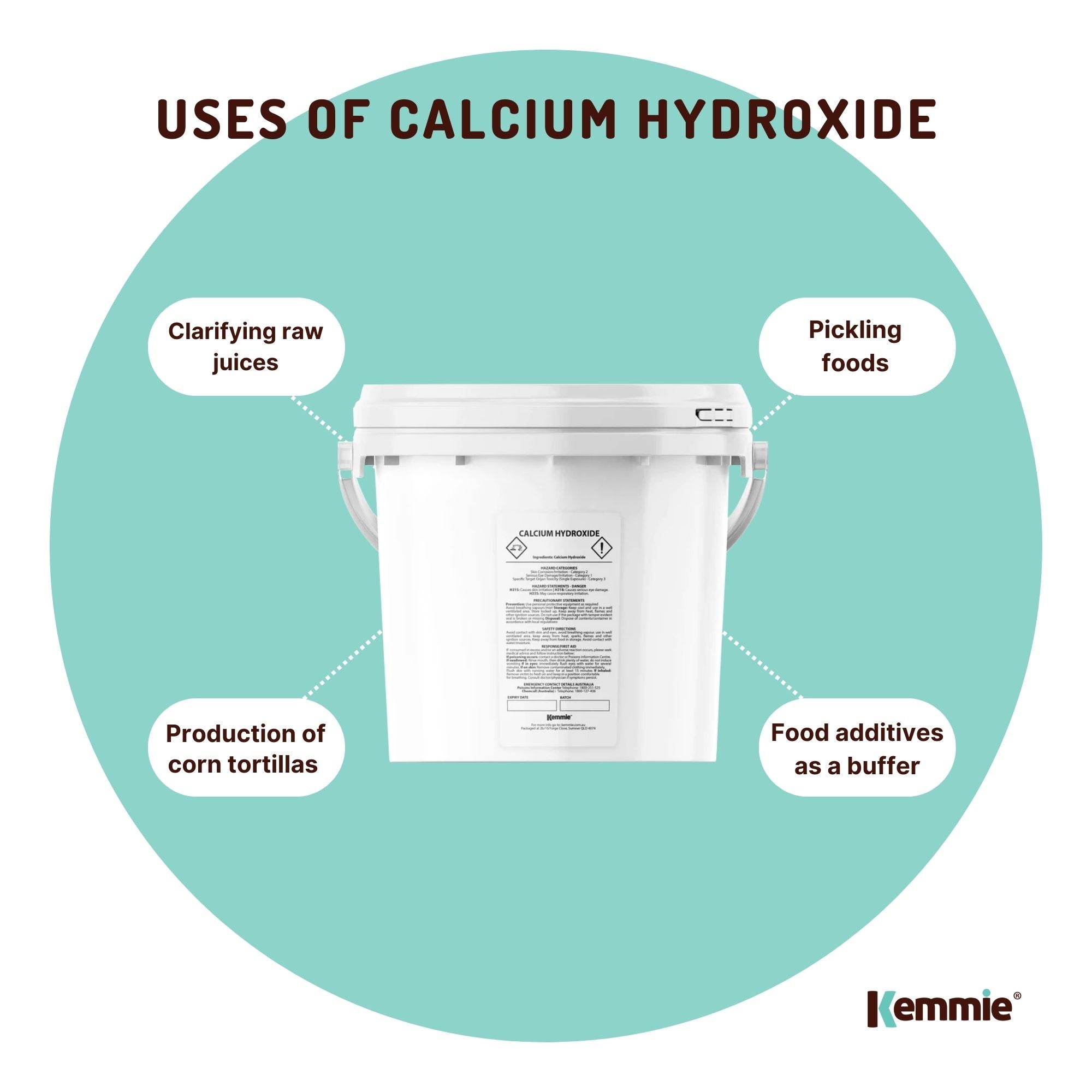 2.5kg Calcium Hydroxide Powder Tub Food Grade FCC Hydrated Slaked Pickling Lime - NuSea