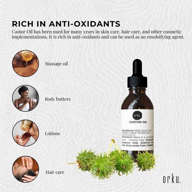 25ml Castor Oil with Dropper - Hexane Free Cold Pressed Virgin Skin Hair Care - NuSea