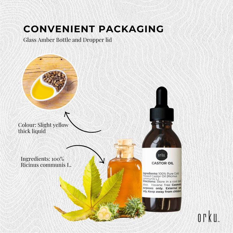 25ml Castor Oil with Dropper - Hexane Free Cold Pressed Virgin Skin Hair Care - NuSea