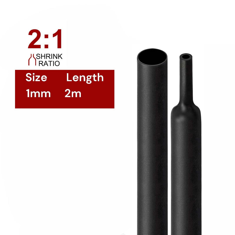 2m Polyolefin Shrink Tube 1/24" (1mm) 2:1 Ratio Heat Shrink Tubing Sleeving Wrap Shrinking - NuSea