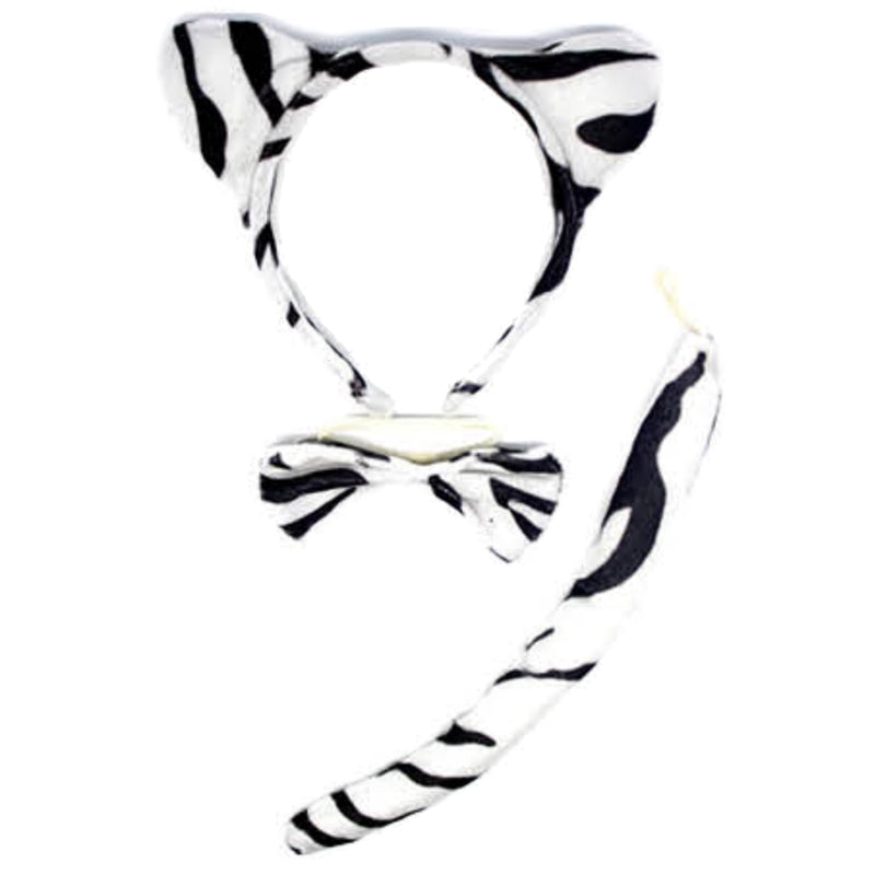 2pc Set Animal Headband w Bow Tail Rabbit + Zebra Ears Costume Halloween Party - NuSea