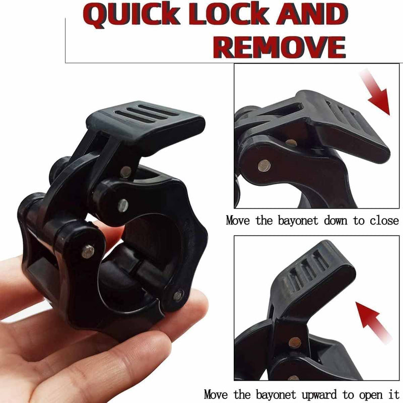 2Pcs 1in / 25mm Dumbbell Clamps Barbell Clamps Collars Clips Bar Plates Collar Clips Black - NuSea