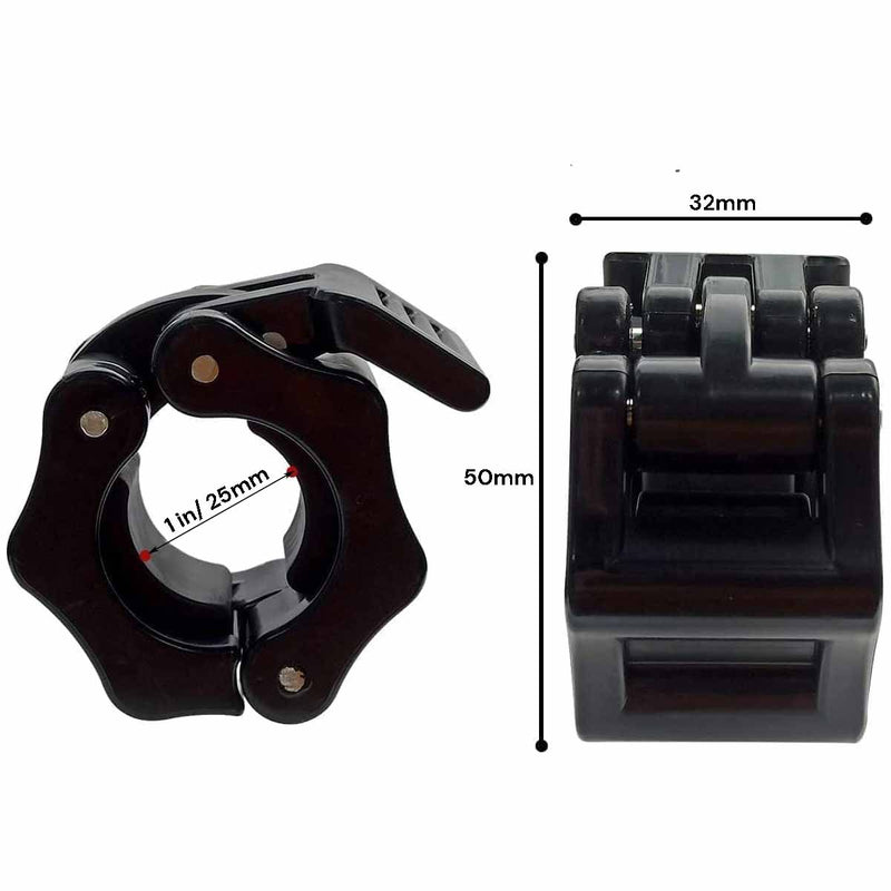 2Pcs 1in / 25mm Dumbbell Clamps Barbell Clamps Collars Clips Bar Plates Collar Clips Black - NuSea