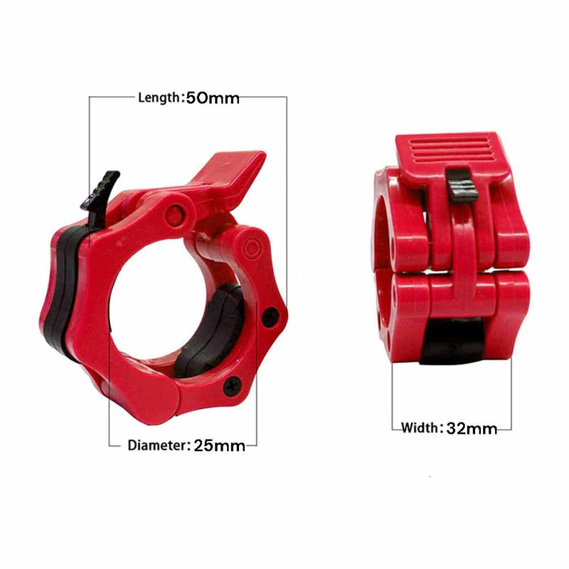 2Pcs 1in / 25mm Dumbbell Clamps Barbell Clamps Collars Clips Bar Plates Collar Clips Red - NuSea