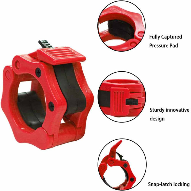 2Pcs 1in / 25mm Dumbbell Clamps Barbell Clamps Collars Clips Bar Plates Collar Clips Red - NuSea