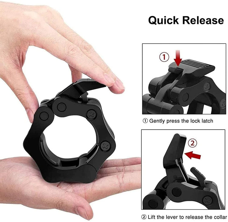 2Pcs 2in / 50mm Olympic Dumbbell Clamps Barbell Clamps Collars Clips Bar Plates Collar Clips Black - NuSea