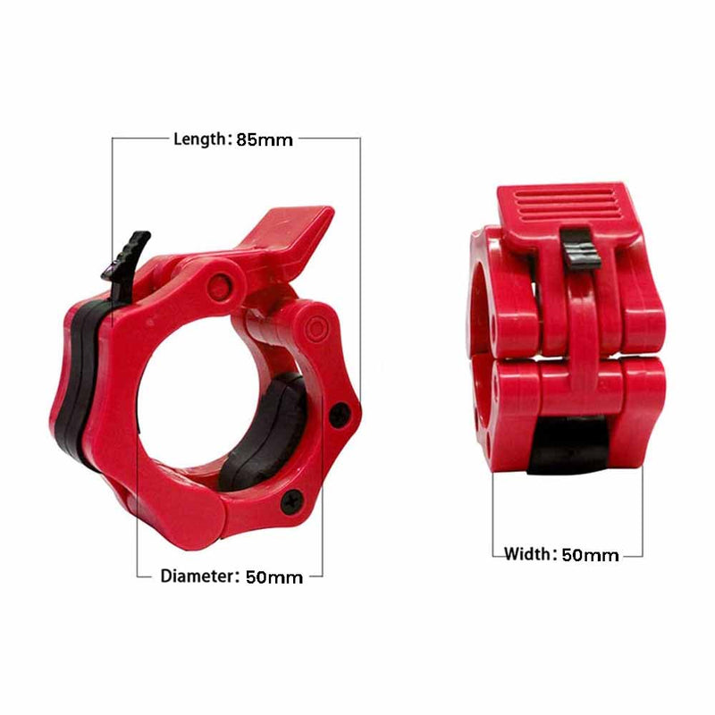 2Pcs 2in / 50mm Olympic Dumbbell Clamps Barbell Clamps Collars Clips Bar Plates Collar Clips Red - NuSea