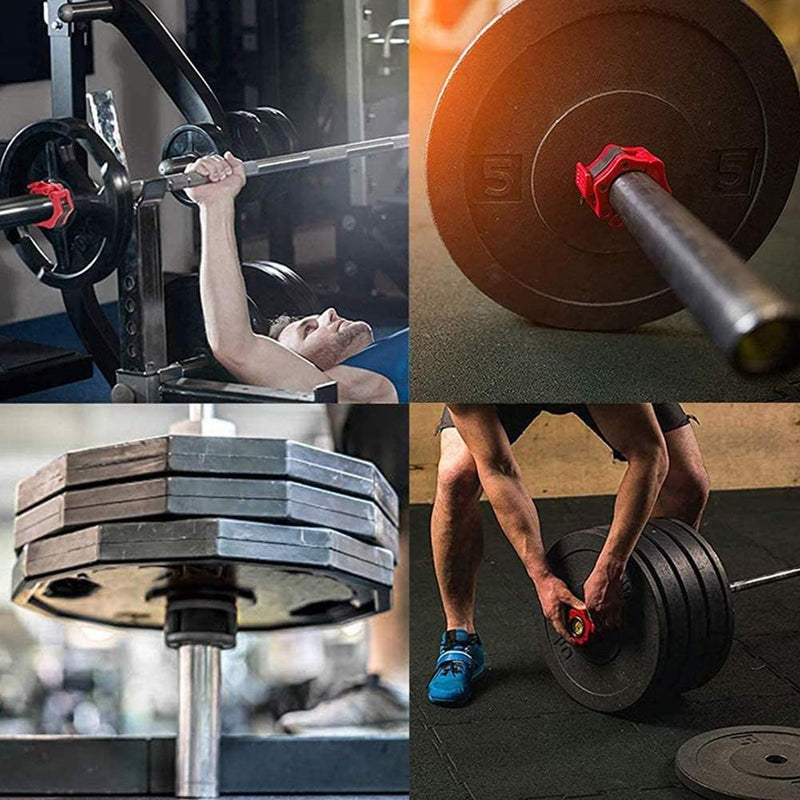 2Pcs 2in / 50mm Olympic Dumbbell Clamps Barbell Clamps Collars Clips Bar Plates Collar Clips Red - NuSea