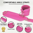 2x Adjustable Ankle Straps for Cable Machines D - Rings Gym Cuff Kickbacks Glute Workouts Leg Extensions Straps Hip Pink - NuSea