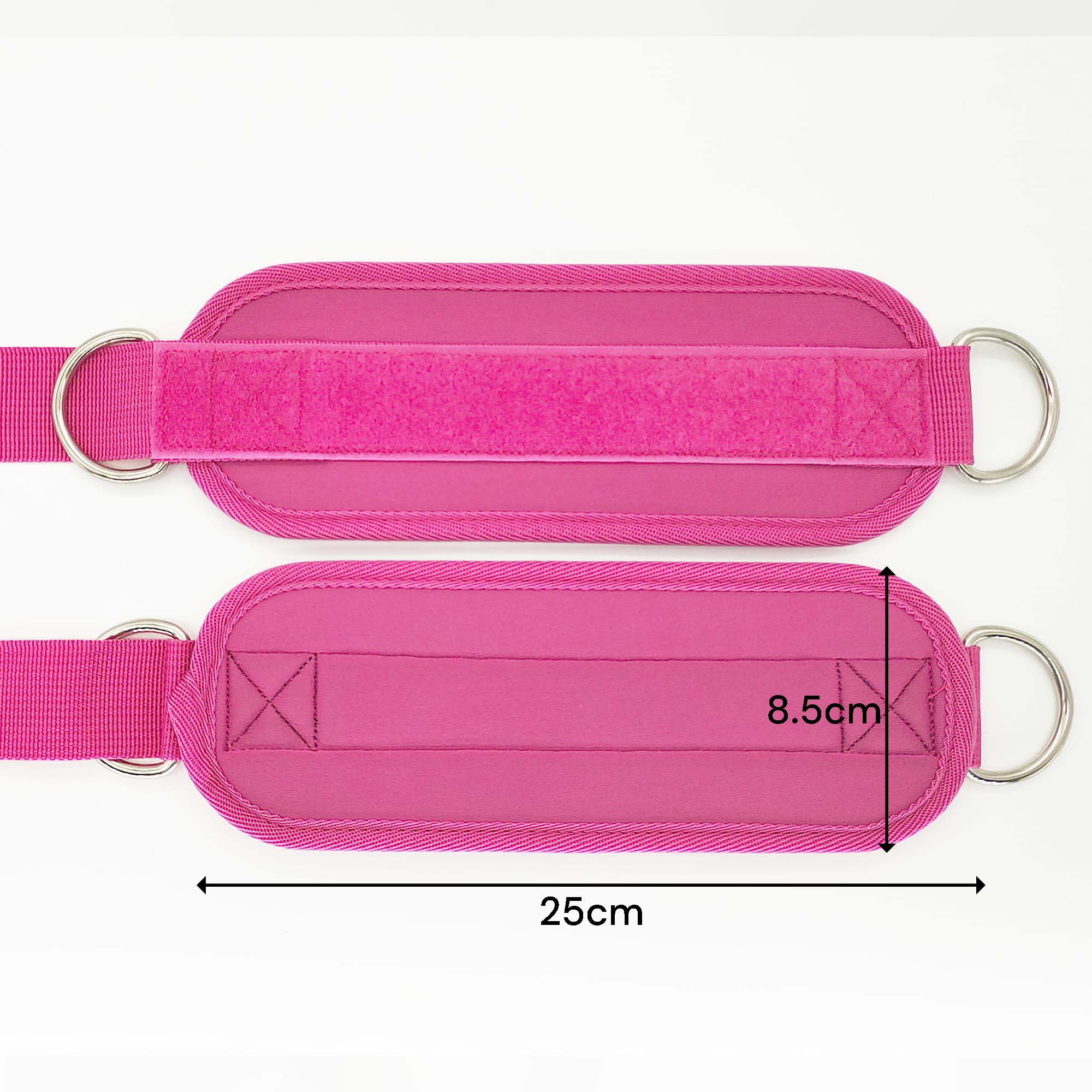 2x Adjustable Ankle Straps for Cable Machines D - Rings Gym Cuff Kickbacks Glute Workouts Leg Extensions Straps Hip Pink - NuSea