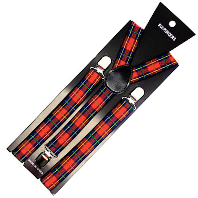 2x Mens Suspenders Braces Adjustable Strong Clip On Elastic Formal Wedding Slim - Tartan 1 - NuSea