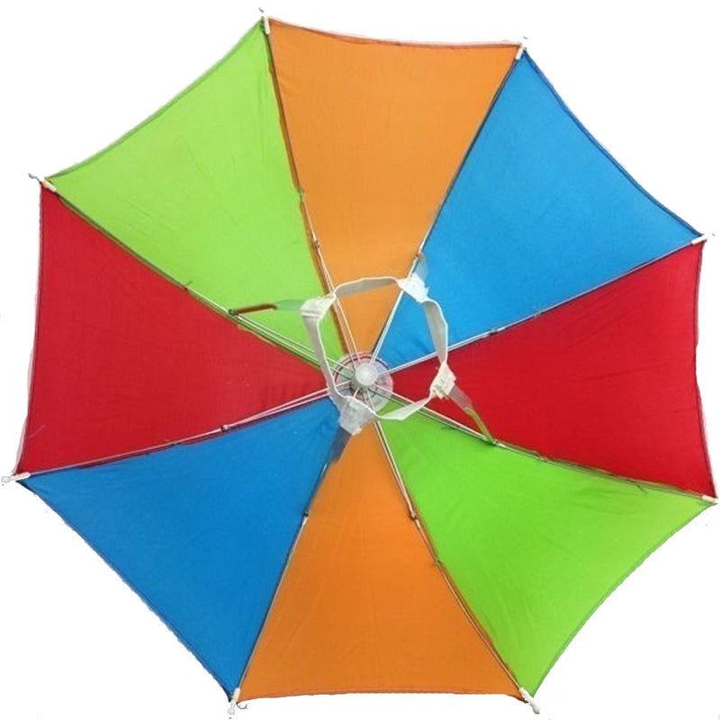 2x RAINBOW UMBRELLA HAT Rain Beach Sun Rain Cap Costume Camping Fishing Hunting - NuSea