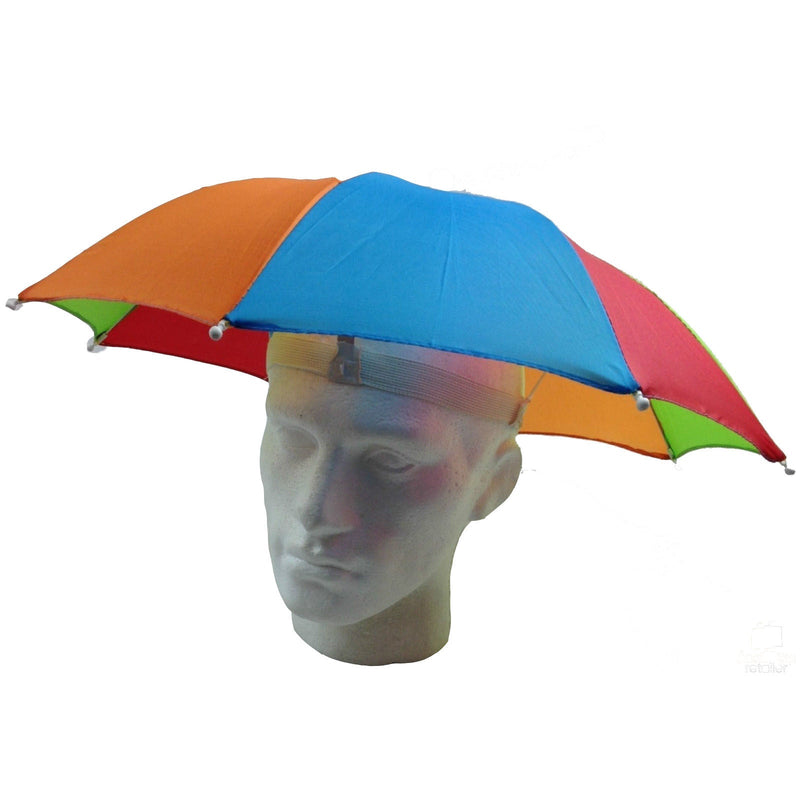 2x RAINBOW UMBRELLA HAT Rain Beach Sun Rain Cap Costume Camping Fishing Hunting - NuSea