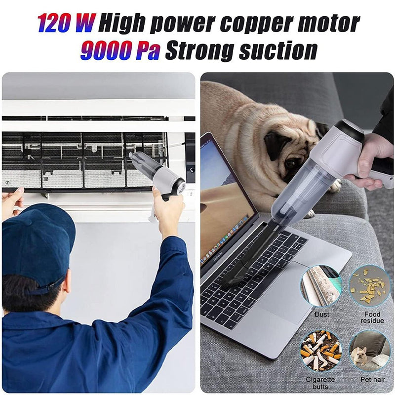 3 in 1 Wireless Handheld Car Vacuum Cleaner Air Blower USB - Rechargeable - NuSea