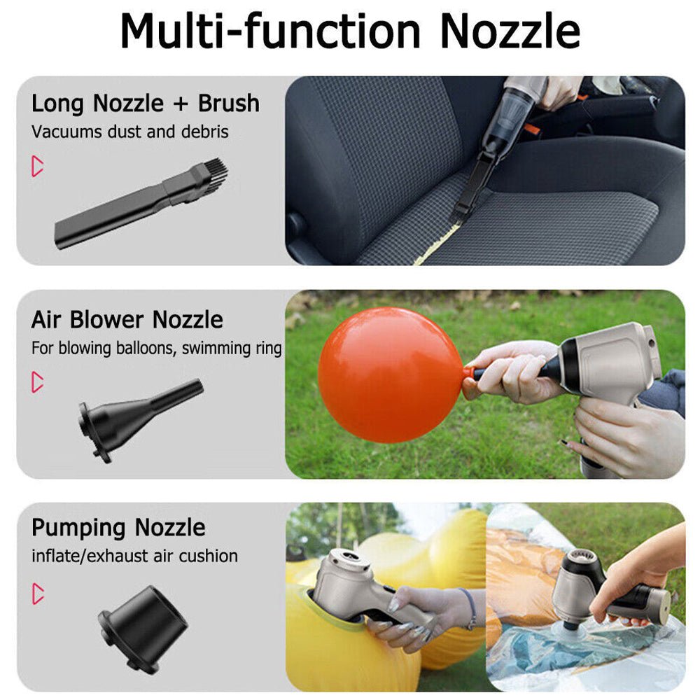 3 in 1 Wireless Handheld Car Vacuum Cleaner Air Blower USB - Rechargeable - NuSea