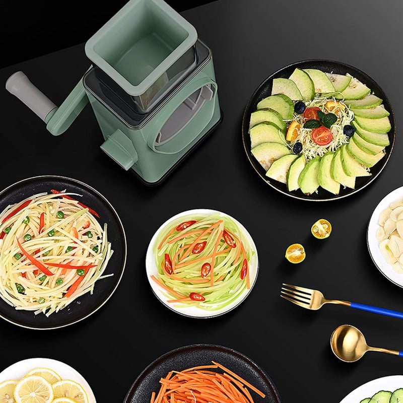 3 Interchangeable Blades Manual Rotary Vegetable and Cheese Grater - NuSea