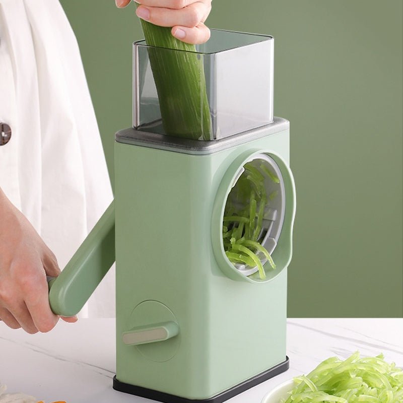 3 Interchangeable Blades Manual Rotary Vegetable and Cheese Grater - NuSea