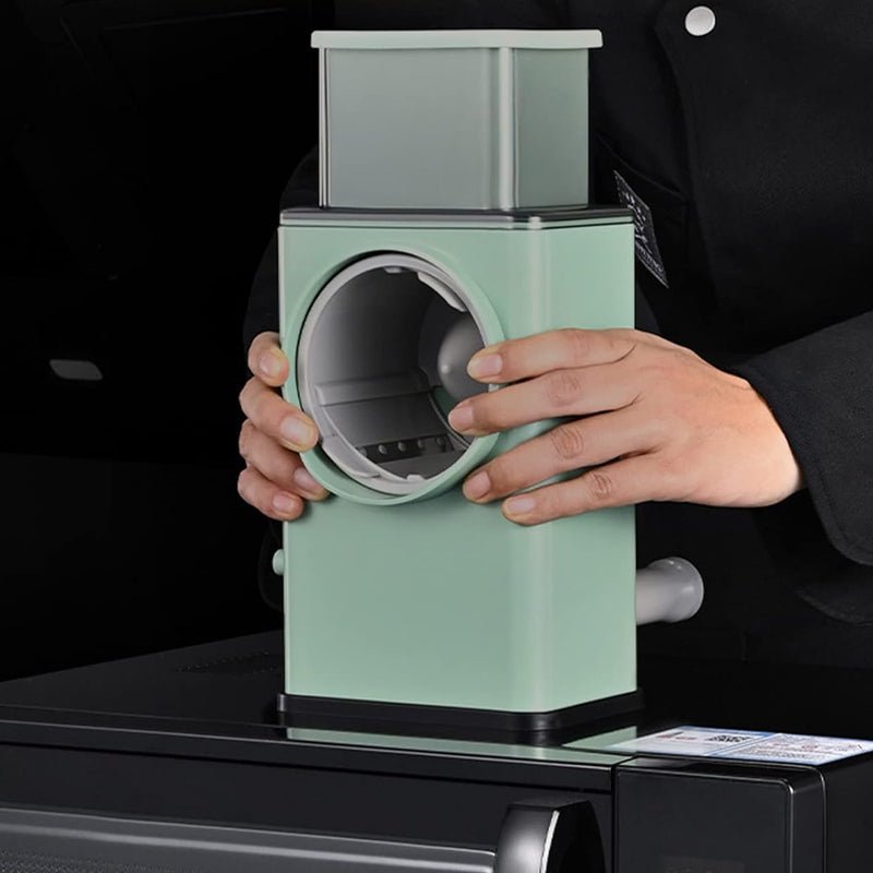 3 Interchangeable Blades Manual Rotary Vegetable and Cheese Grater - NuSea