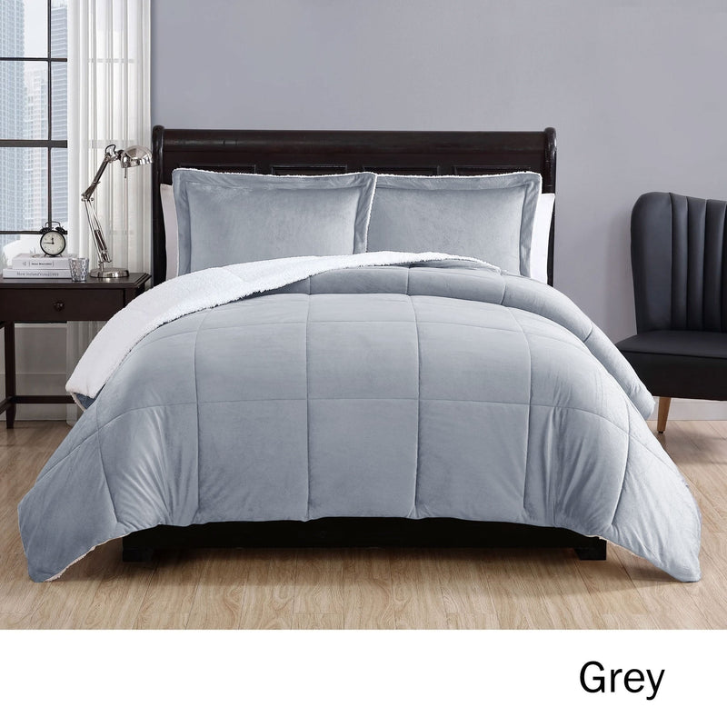 3 Piece Micro Mink Comforter Set Grey Queen - NuSea