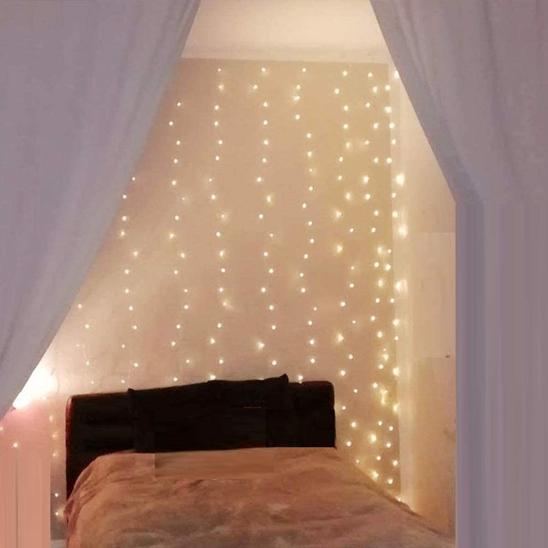 300 LEDs Window Curtain Fairy Lights 8 Modes and Remote Control for Bedroom (Warm White, 300 x 300cm) - NuSea