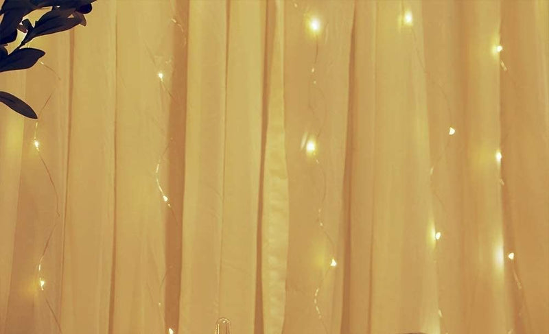 300 LEDs Window Curtain Fairy Lights 8 Modes and Remote Control for Bedroom (Warm White, 300 x 300cm) - NuSea