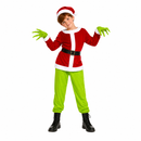 Kids’ Grumpy Green Santa Costume – Five-Piece Christmas Outfit