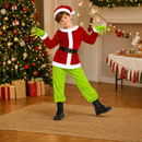 Kids’ Grumpy Green Santa Costume – Five-Piece Christmas Outfit