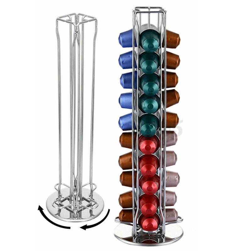 360° Rotating Stand 40 Capsules Coffee Pod Holder Tower Vertical Rack - NuSea