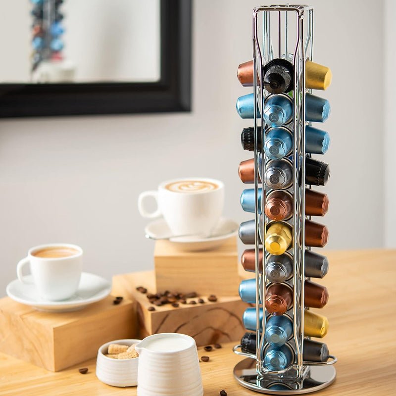 360° Rotating Stand 40 Capsules Coffee Pod Holder Tower Vertical Rack - NuSea