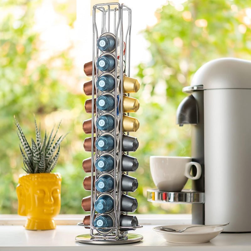 360° Rotating Stand 40 Capsules Coffee Pod Holder Tower Vertical Rack - NuSea